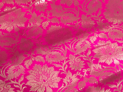 Silk Brocade fabric 44" gold  jacquard available in 2 colors red/gold and pink/white gold  BRO1063[3/4]