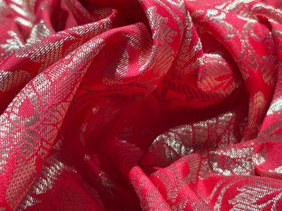 Silk Brocade fabric 44" gold  jacquard available in 2 colors red/gold and pink/white gold  BRO1063[3/4]