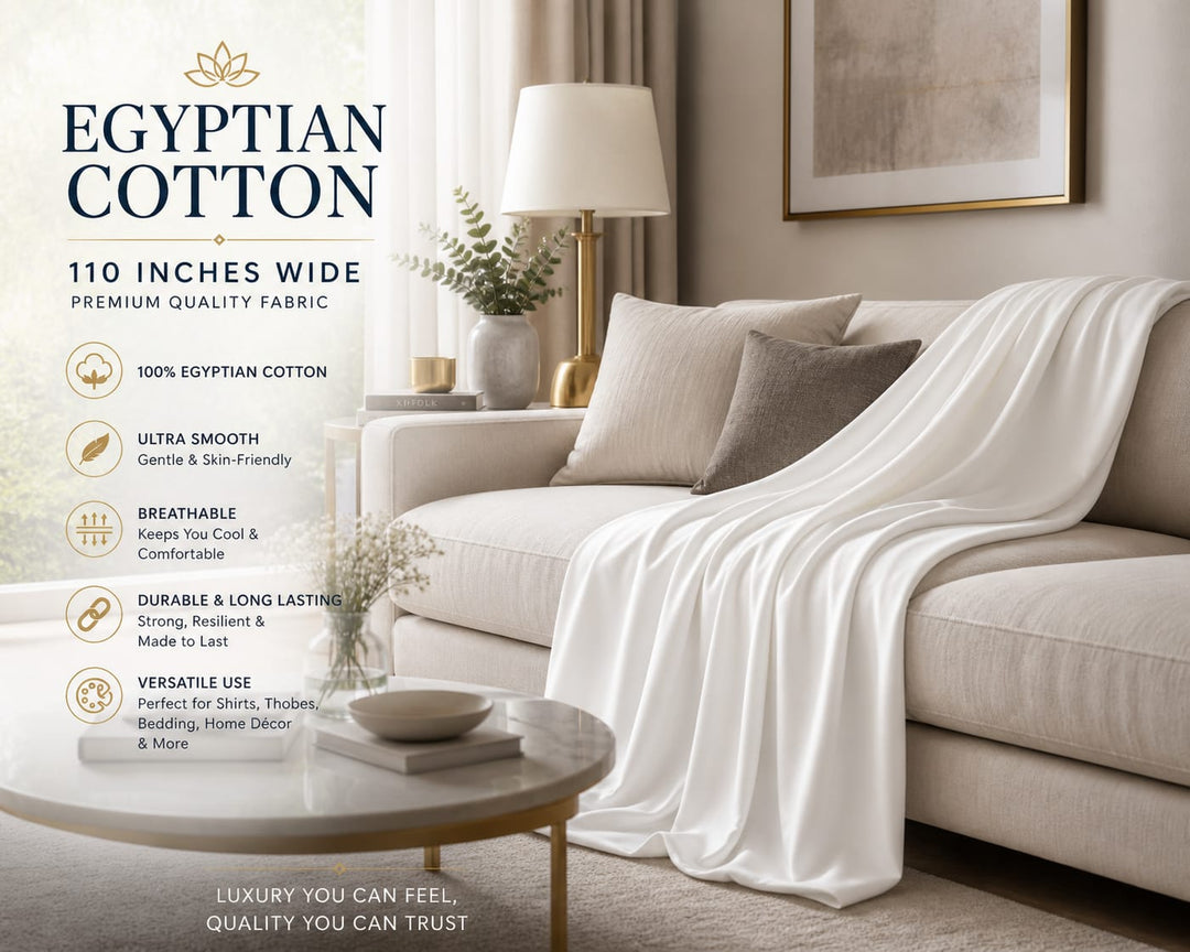 100% EGYPTIAN COTTON WHITE color FABRIC 115