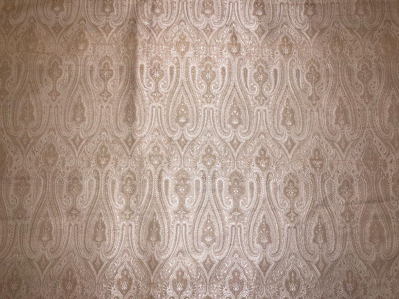 Silk Brocade fabric cream with white paisley jacquard 44" wide BRO236[3]