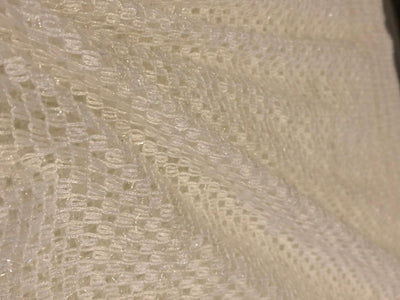 Cotton x jute fancy LACE overlay fabric intricate woven pattern with silver lurex [18635]