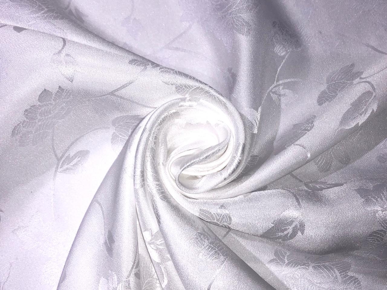 Silk  Satin JACQUARD IVORY WHITE 44" wide available in abstract,floral,roses,waves and triangles jacquard  designs