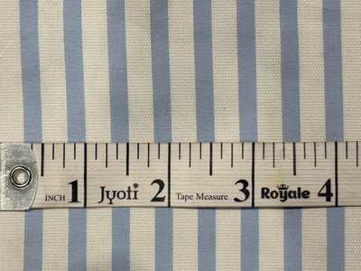 100% Cotton Poplin 58" wide blue  yarn dyed striped structured design  [17770]