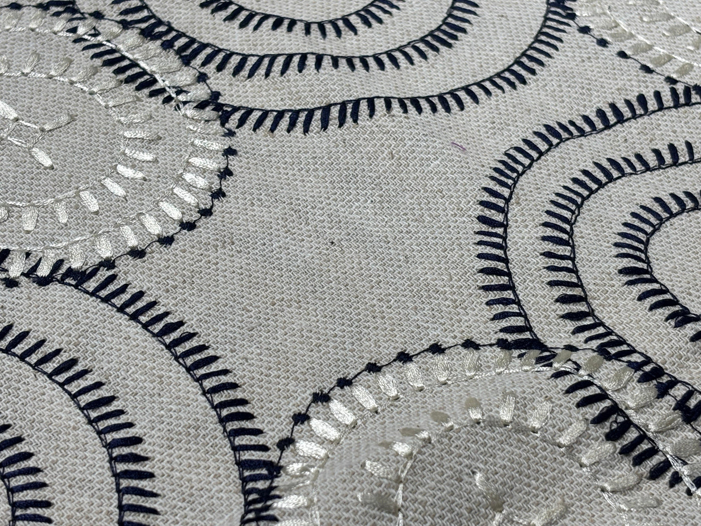 100% MATKA Silk , Wild silk, periodical Embroidery black and white circles on  54 "Width [17781]