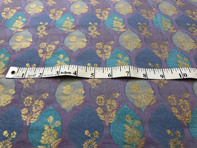 Silk Brocade fabric with colorful  leaf floral motif jacquard available in 3 colors mauve , pink peach and ivory BRO1091