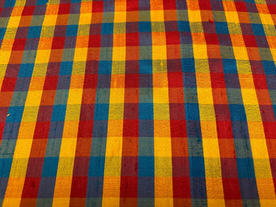 100% silk dupion multi color Plaids fabric 44" DUPNEWC33[2]
