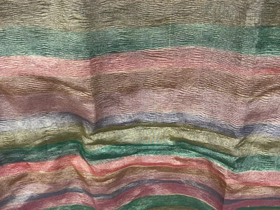Tissue Crushed  gold with color stripes of multi color  [18282]