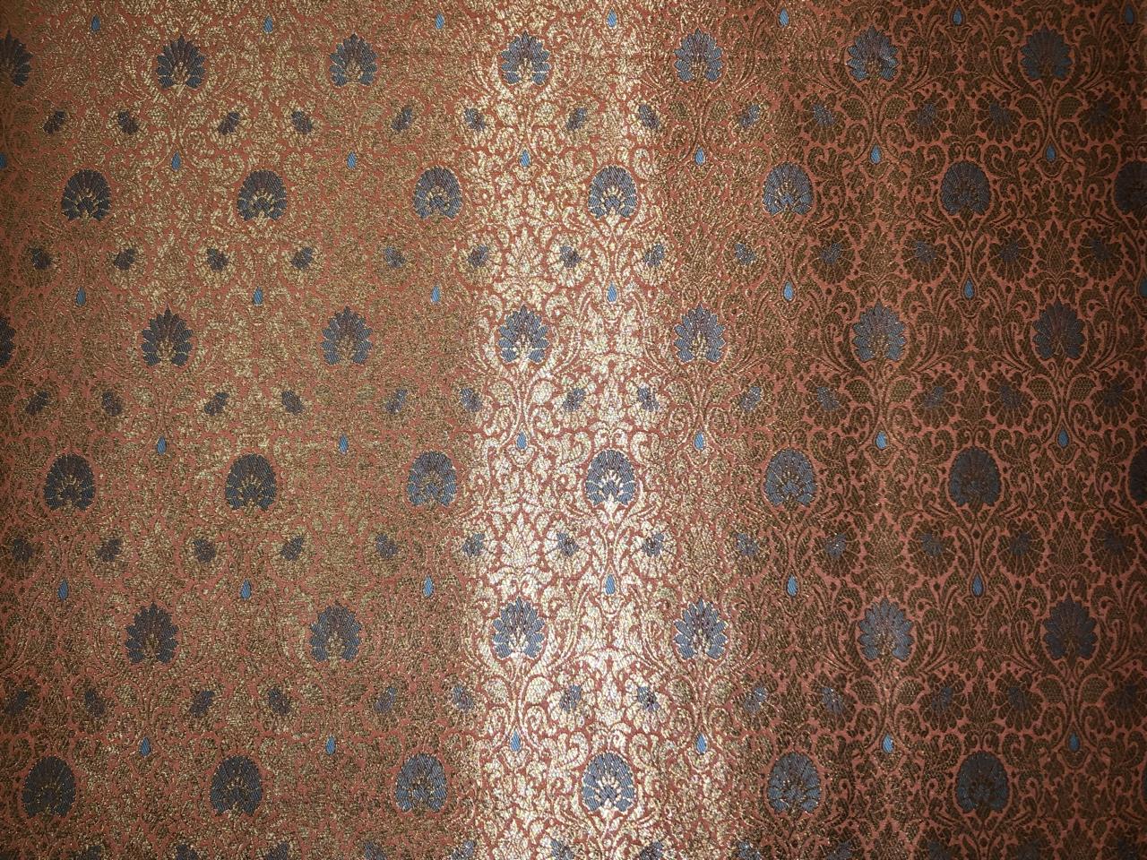 Silk Brocade fabric available in 2 colors sea green and peach orange jacquard  BRO1081[1/2]