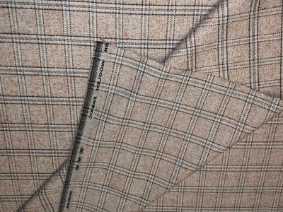 Suiting fabric made in Schöffel ,Italy WOOL X TWEED  cream and brown [16876]