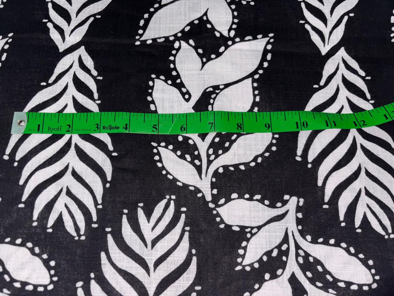 Cotton  X Viscose Slub  90% Cotton  10% Viscose black and white leaves [17201]