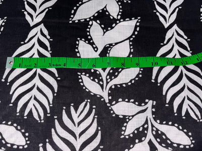 Cotton  X Viscose Slub  90% Cotton  10% Viscose black and white leaves [17201]