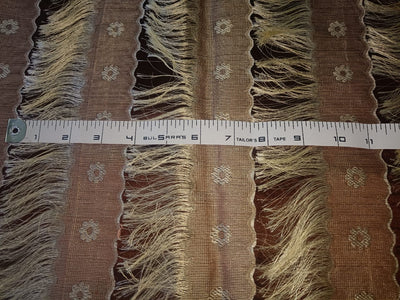 SILK ORGANZA JACQUARD FABRIC with stripes of flower motif and tassels available in 3 colors15369/70/71]