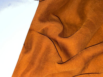 Silk chiffon fabric 44" WIDE available in 32 gm and 60 gm in colors rusty orange/hot pink/lavender/red/redxgreen/bright yellow/mustard x blk/rustxblk/ocean green/orangepink/bluegreen/burgundybrown/charcoal/ black/purple blue/green yellow/orange]