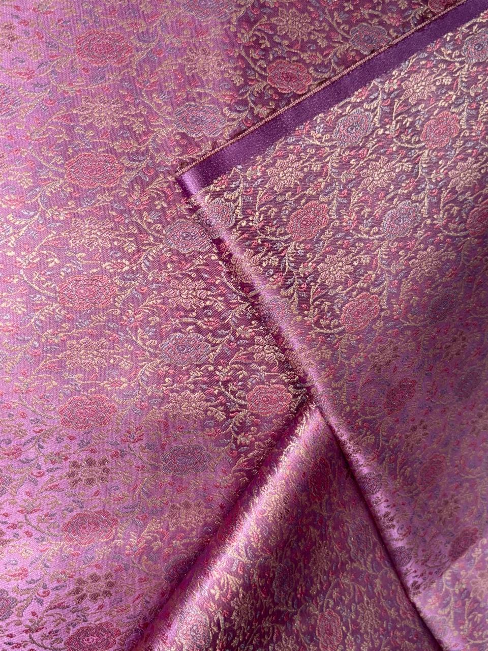 Silk Brocade fabric pinkish lavender intricate floral  BRO1082[3]