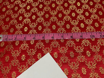 Silk Brocade fabric  44" wide BRO905 available in 6 colors [EMERALD GREEN/ BLUEISH GREY /BLACK/ WINE /RED/ MANGO YELLOW][15485/15487