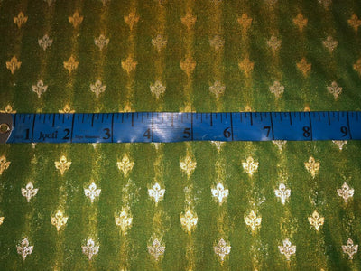 Silk Brocade fabric two tone with silver/gold  motif leaf Jacquard  44" wide available in 3 colors plum,blue and green BRO1007[1/2/3]