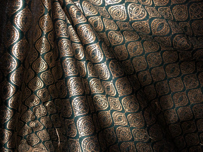 Silk Brocade fabric 56"green and subtle metallic gold  jacquard BRO1062[4]