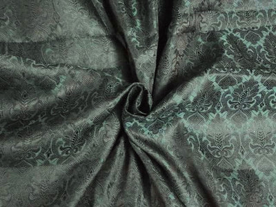 Silk Brocade FABRIC Bottle Green with Black Color 44" WIDE BRO395[1]