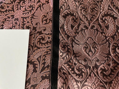 SILK BROCADE FABRIC Antique Rose Gold & Black 44" wide BRO322[2]