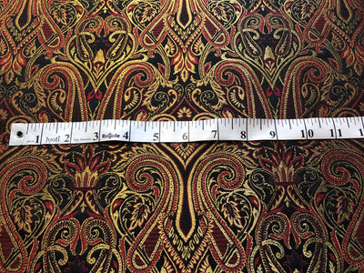 Silk Brocade fabric gold jacquard paisleys available in 3 colors pink/teal , green and red/black  BRO1103