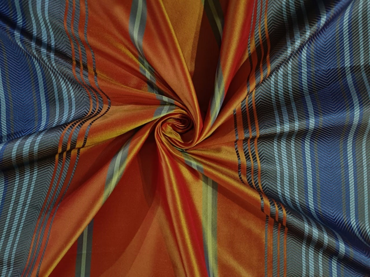 100% silk taffeta satin stripe ORANGE , BLUE AND GREY COLORS TAFS72[1]