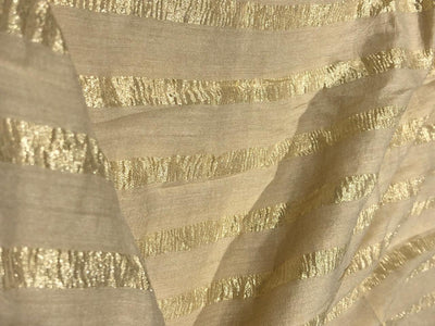 SILK  Crushed MUGA SILK TISSUE STRIPES available in 2 colors crinkle gold x gold stripe/dark ivory x copper/golden cream x silver stripe[17746/47]