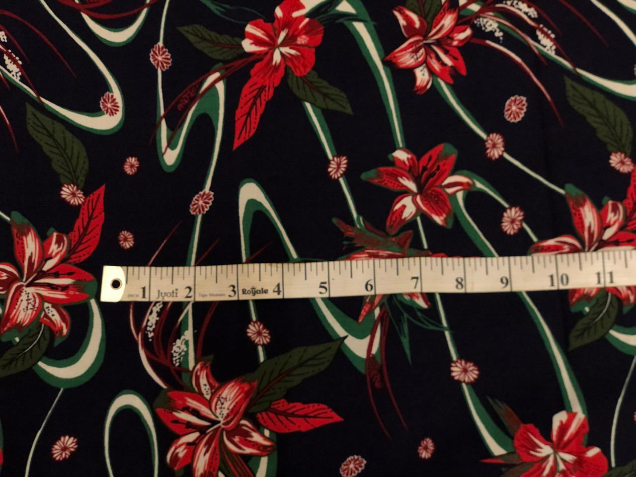 100% Cotton available in 2 prints and colors  print 58" wide red floral and indigo floral [18623/24]