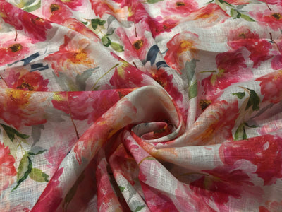 100% Cotton Linen digital print 44" wide FLORAL PRINT [17170]