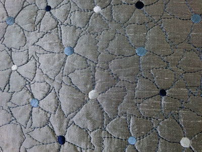 Silk dupioni quilted steel grey fabric pintuck design DUPP25
