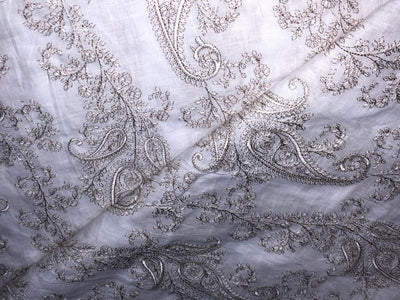 100% Linen  Kashmiri Embroidered fabric paisleys 58" wide available in 3 colors ivory with pink paisleys ,camel with navy paisley and ivory with beige paisley