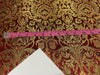 Silk Brocade fabric Red with metallic gold, red and black jacquard color 44" wide BRO891[3]