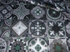 Satin fabric print 58" wide ARMANI shades of green [15937]