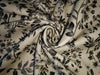 100% linen Floral digital print black and ivory  floral print fabric 44" wide [15424]