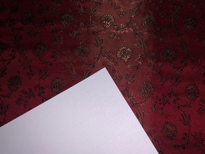 Silk Brocade fabric 44" wide Floral Jacquard available in 2 colors Burgundy with black and mustard color/ teal and black color BRO914[1/2]