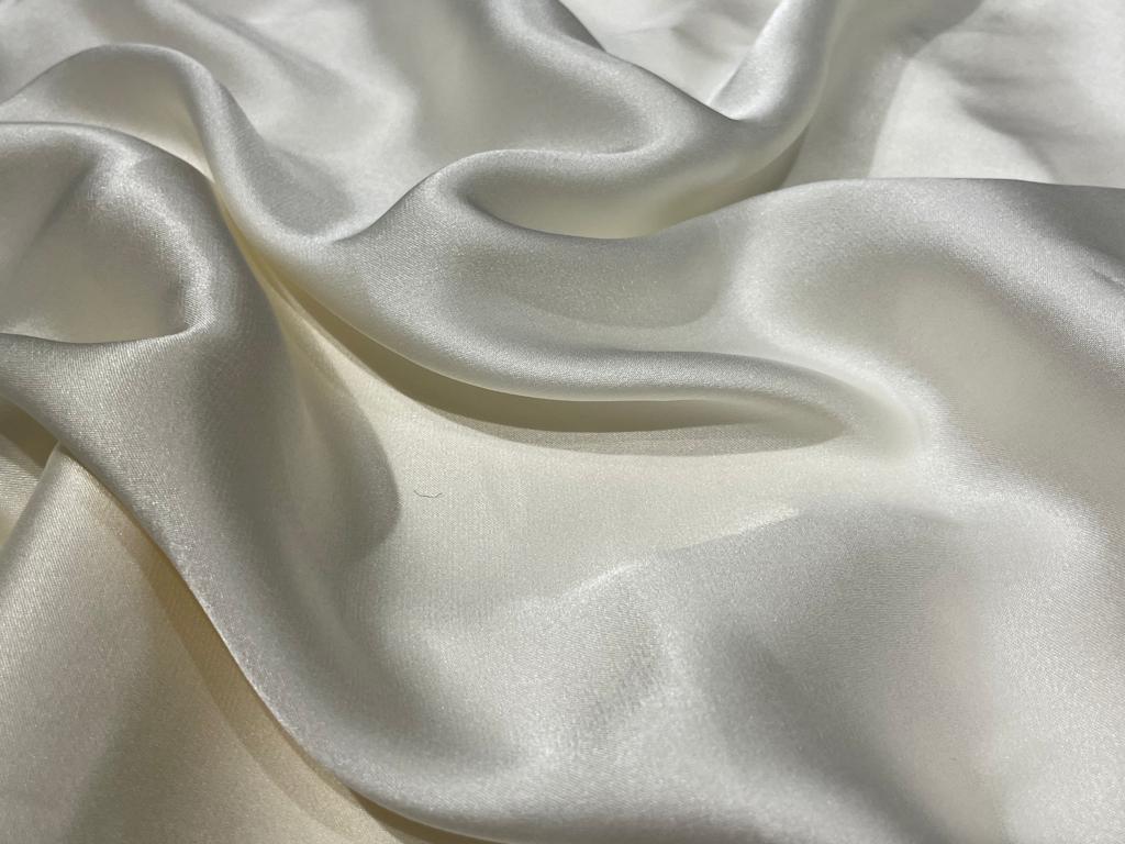 100% Silk LYCRA Satin fabric 120 gms OR 32 MOMME 44" WIDE - WHITE IVORY