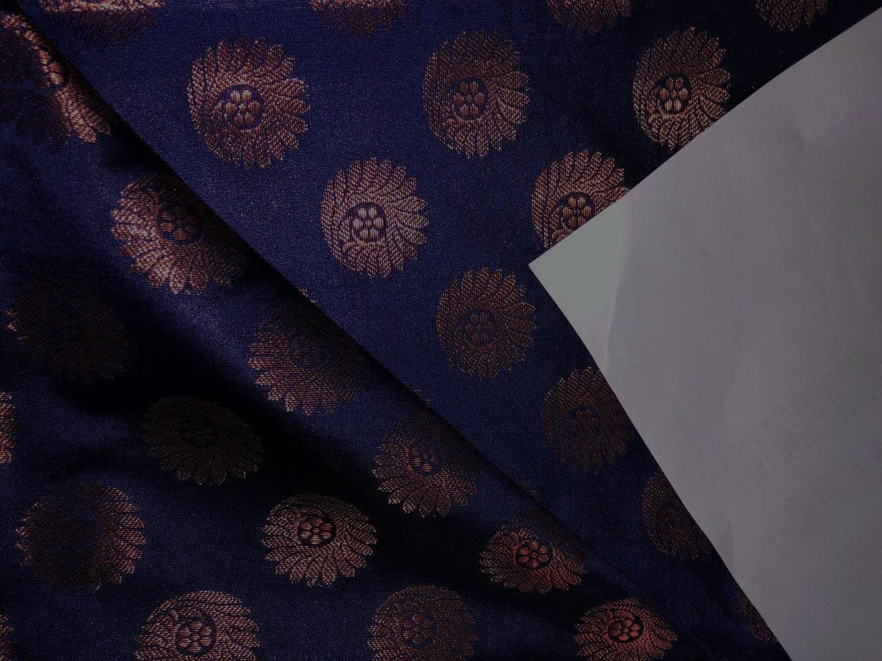 Silk Brocade fabric with Metallic gold motif Jacquard  44" wide NAVY BRO822A[4]
