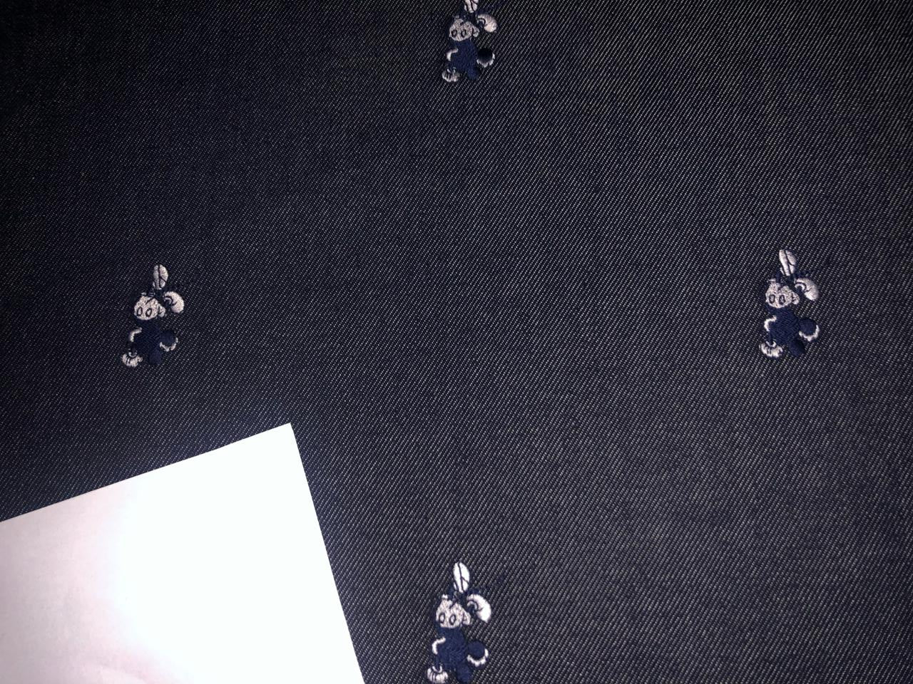 100% Cotton Denim  Fabric 58" wide available in 2 styles DENIM BUNNY MOTIF /DENIM HERRINGBONE