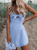 100% cotton blue and white gingham seer sucker fabric 58&quot; wide