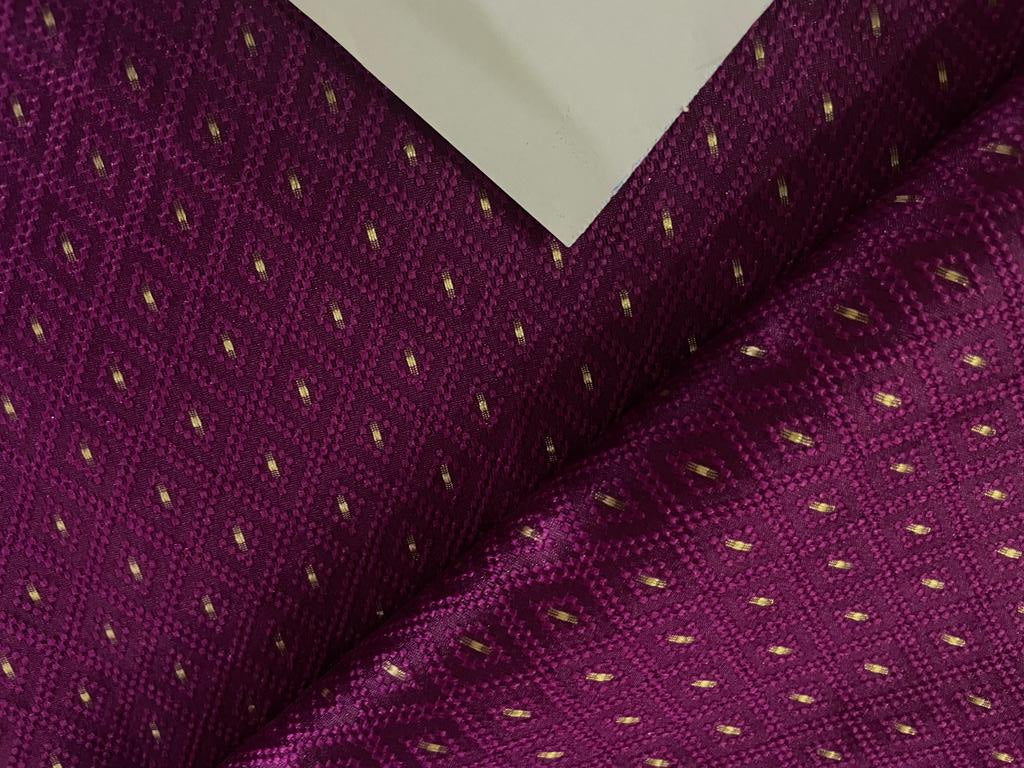 Silk Brocade fabric available in 2 colors  purple and navy with metallic gold dots 58" WIDE BRO903[1/2]