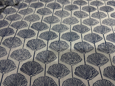 100% Rayon Viscose Print fabric 58" wide white with blue floral print [17114]