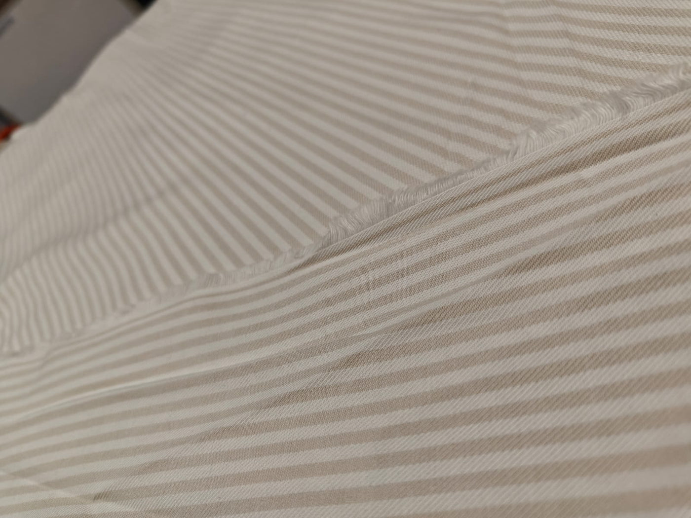 100% Cotton Twill fabric Light beige-colored STRIPE dyed 135 GSM 147 CMS WIDE [17074]