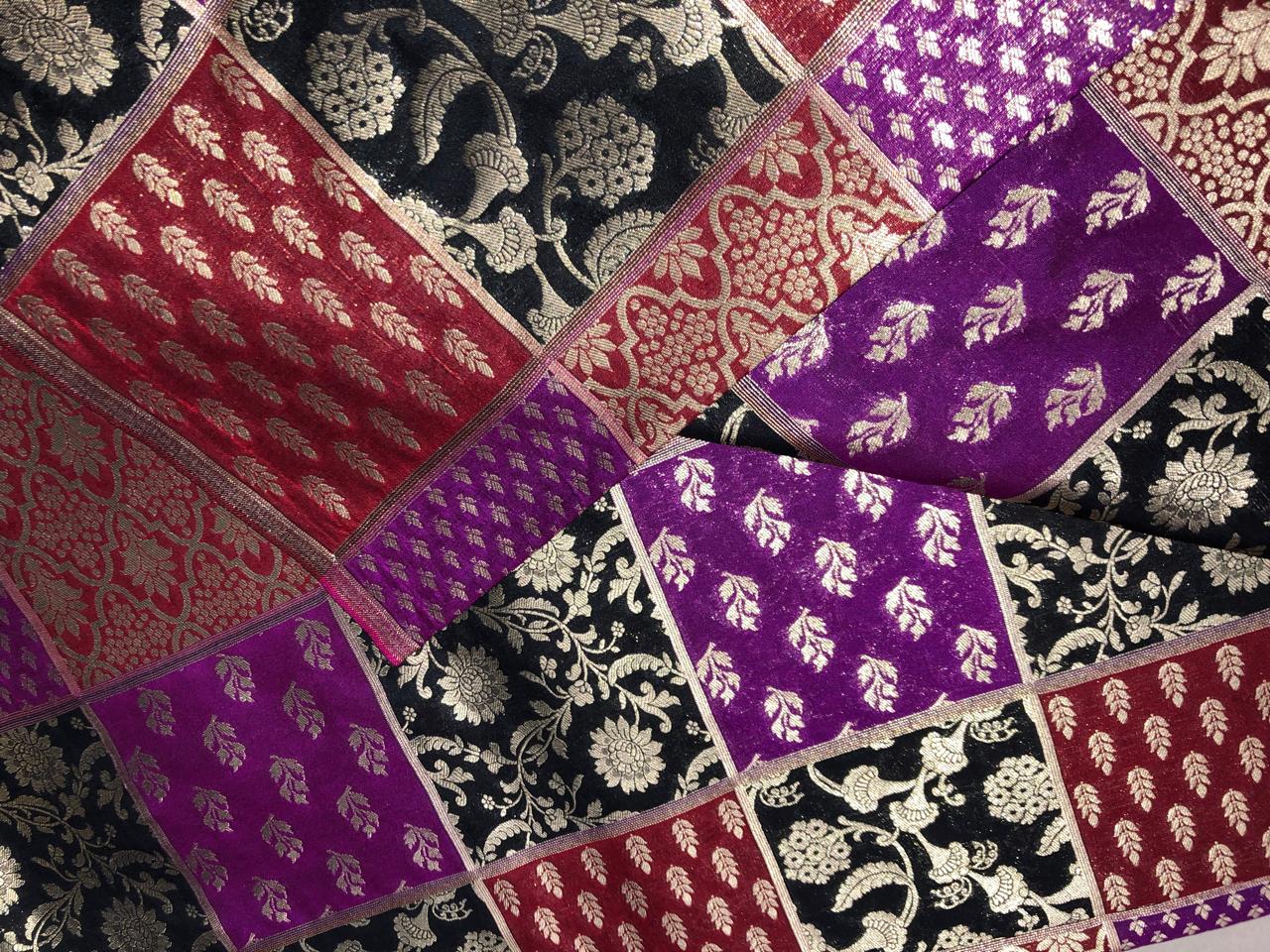 Silk Brocade fabric multi colors of  jacquard BRO1071 available in 8 different color combinations[BRO1071[]