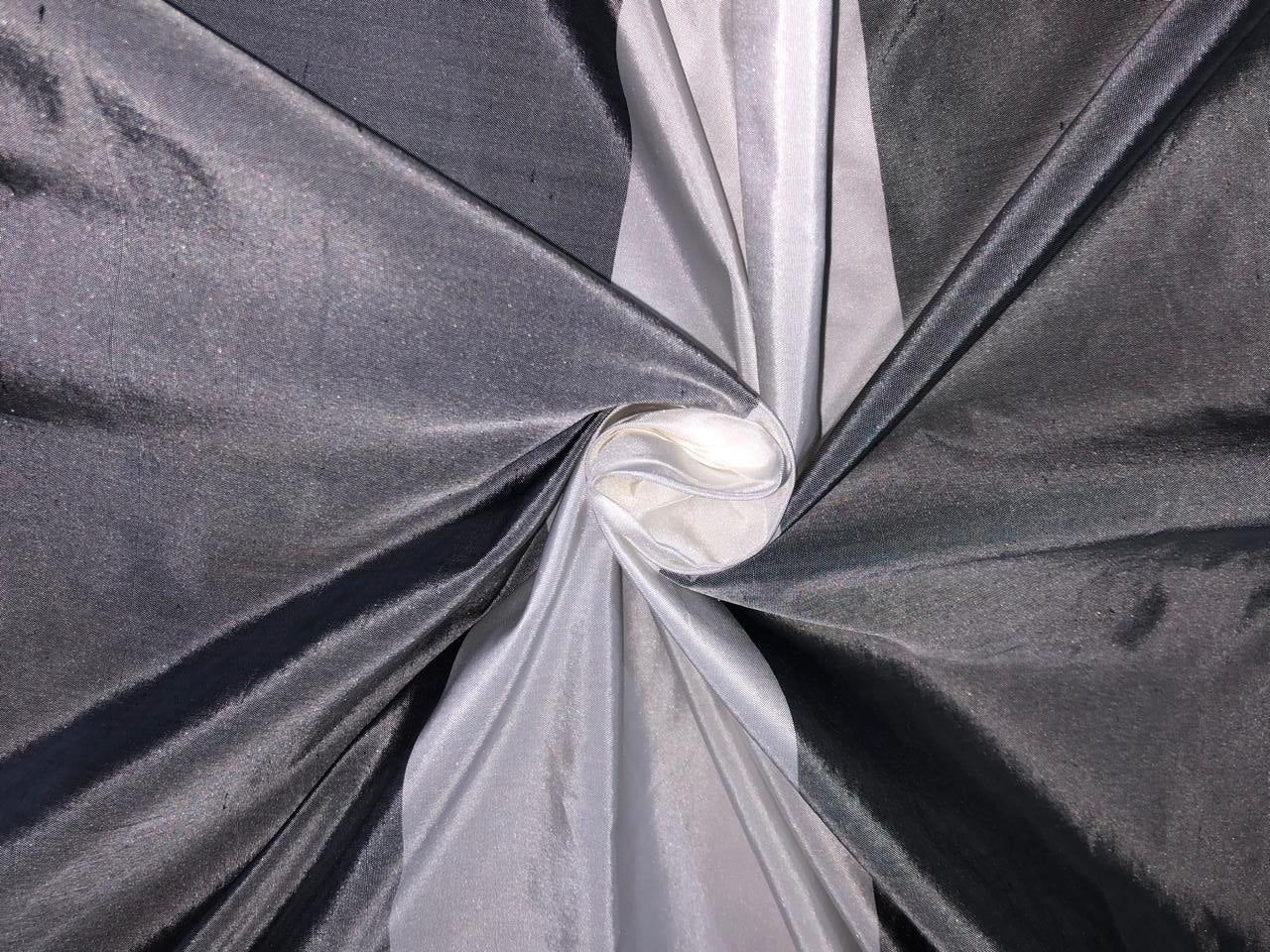 100% silk Taffeta grey and white ivory 7.75 inch Stripes Selvedge to Selvedge 54" long TafS170