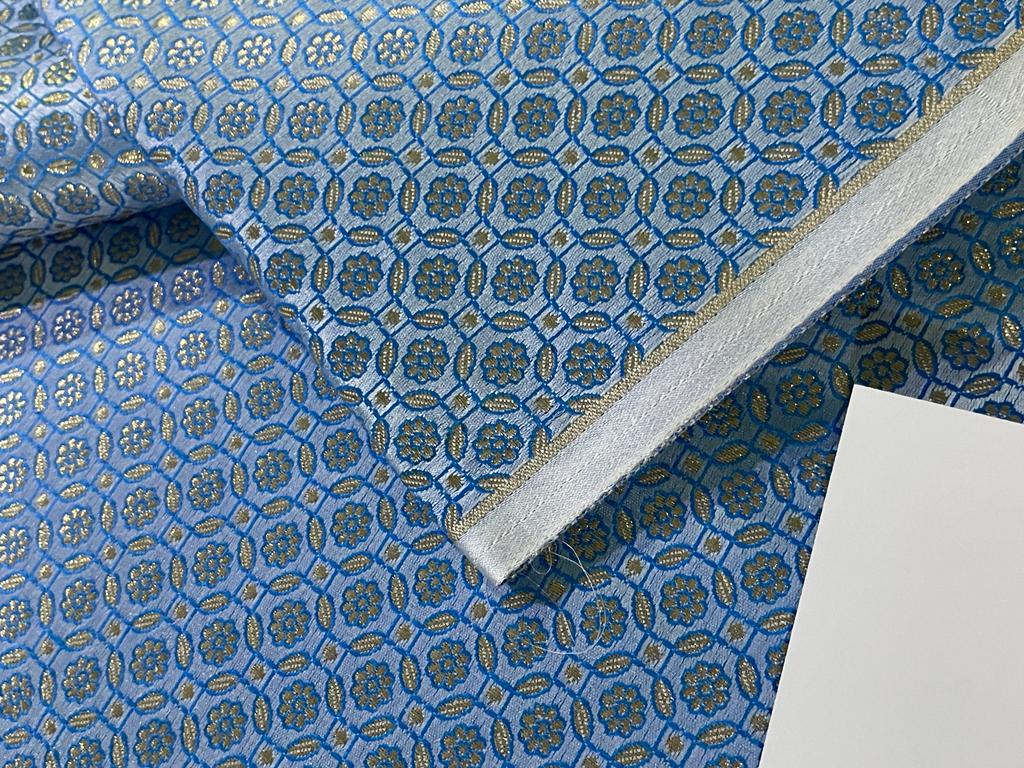 Silk Brocade fabric BLUE X METALIC GOLD COLOR 44" wide BRO904[2]