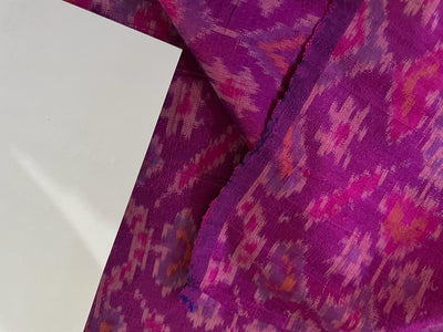 100% pure silk dupion ikat fabric pink purple  color 44" wide single length 1.75 yards [15426]