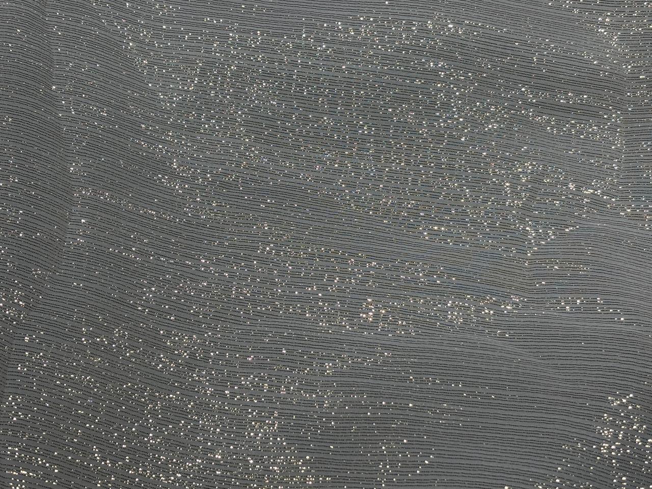 100% silk Chiffon fabric lurex gold stripes  44" width  [18271]