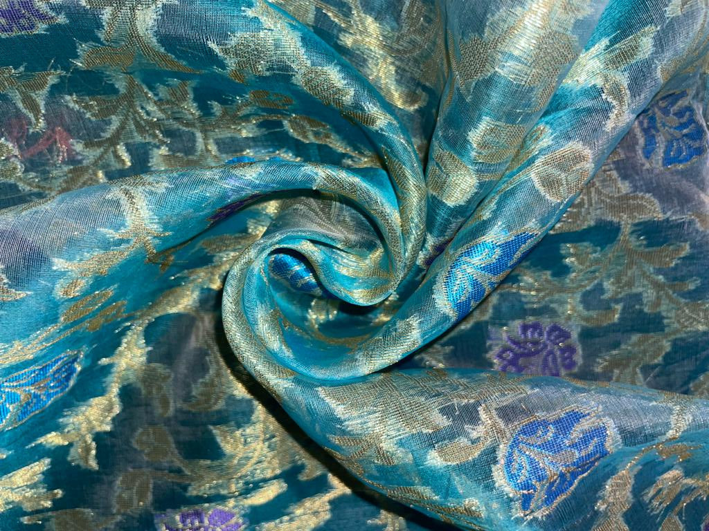 SILK ORGANZA JACQUARD available in 3 colors blue/pink/peach [1103/15356/15357]
