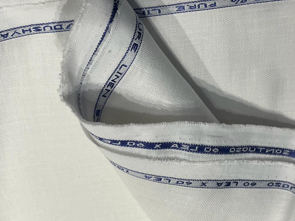 100% linen 60s lea Twill Weave Linen fabric Natural White color 58" wide