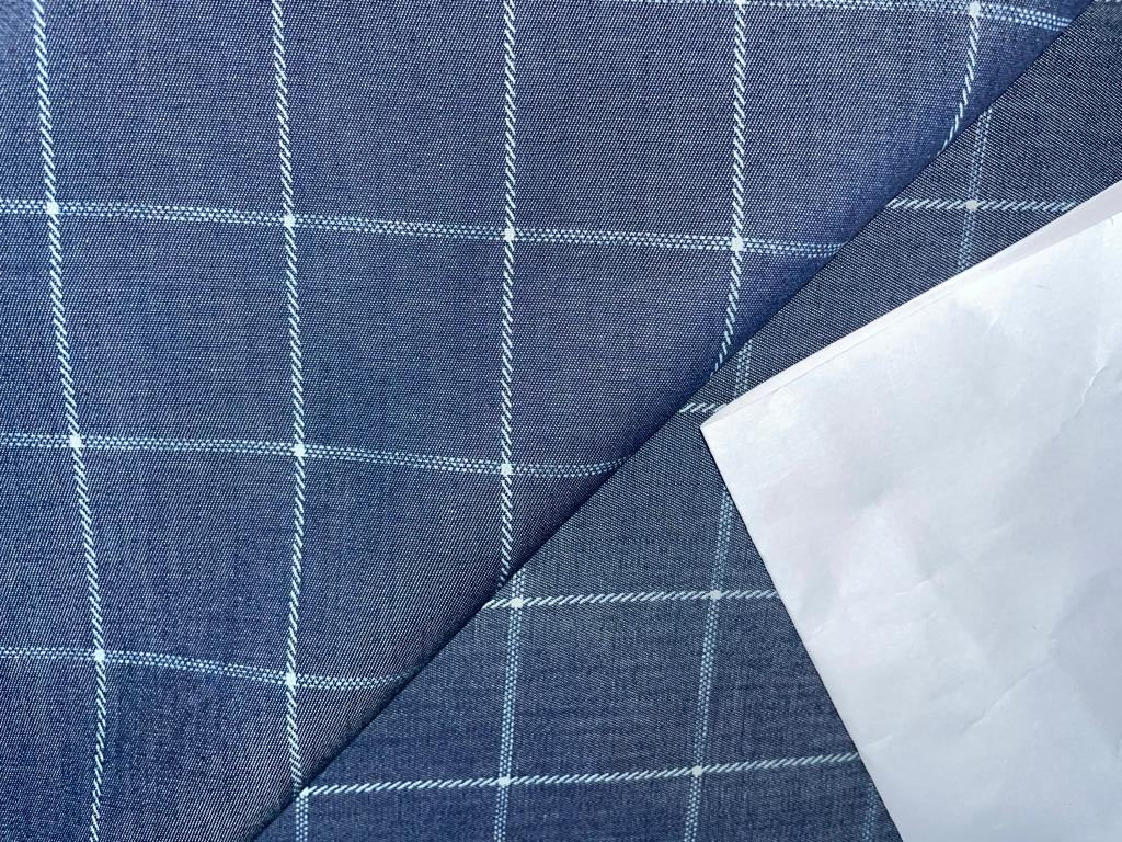 100% Cotton Denim Plaids Fabric 58" wide available in  [ NAVY PLAIDS / /CREAM PLAIDS/] [15067/69/15348/49]