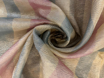 Tissue Crushed  gold with color stripes of dusty red ,green and grey [18281]